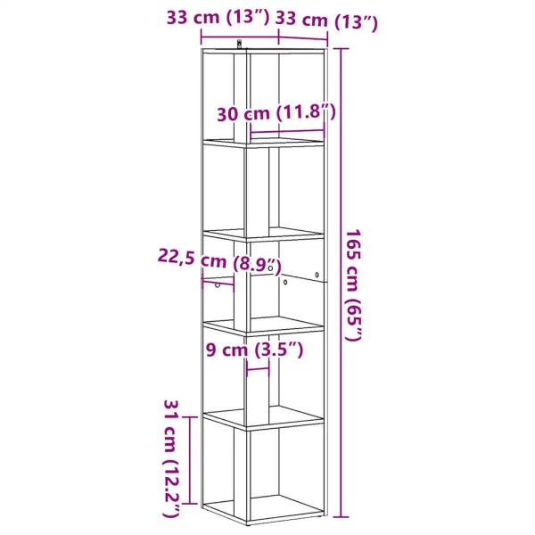 Eckregal Altholz-Optik 33x33x165 cm Holzwerkstoff