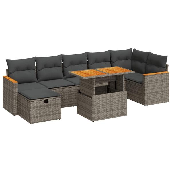 ARDEBO.de - 5-tlg. Garten-Sofagarnitur mit Kissen Grau Poly Rattan