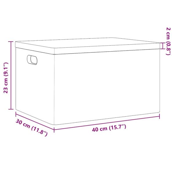Holzkiste mit Deckel und Griffen Schwarz 40x30x23 cm Massivholz