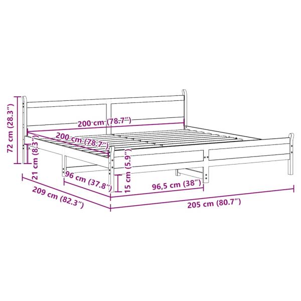Massivholzbett ohne Matratze Weiß 200x200 cm Kiefernholz