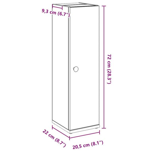 Badezimmerschrank mit Rollenhalter Sonoma-Eiche 20,5x22x72 cm