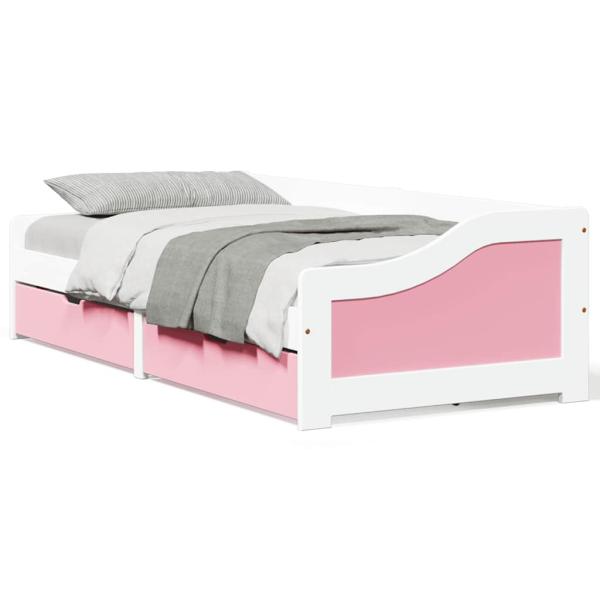 ARDEBO.de - Tagesbett mit 2 Schubladen ohne Matratze Weiß Rosa 90x200cm