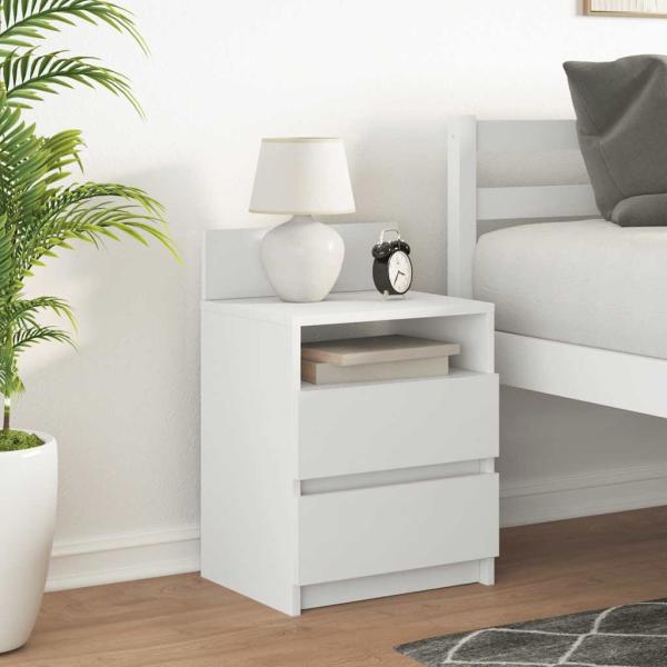 Nachttisch mit 2 Schubladen Weiß 40x33x60 cm