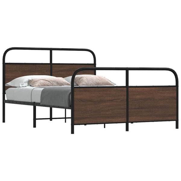 ARDEBO.de - Metallbett ohne Matratze Braun Eichen-Optik 140x200 cm