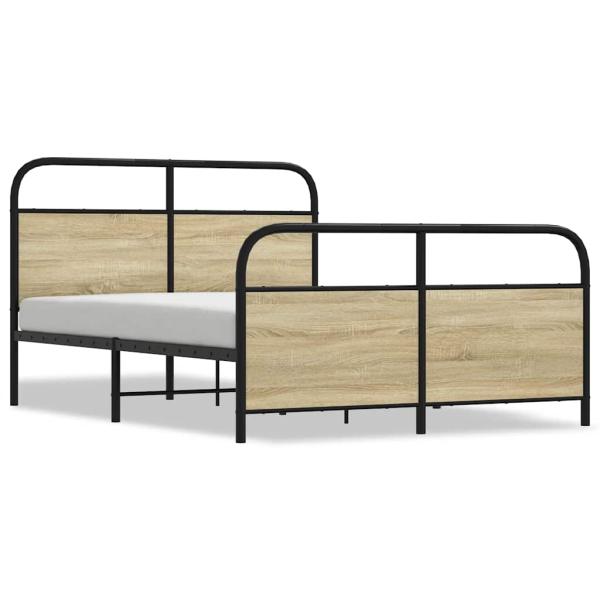 Metallbett ohne Matratze Sonoma-Eiche 140x190 cm
