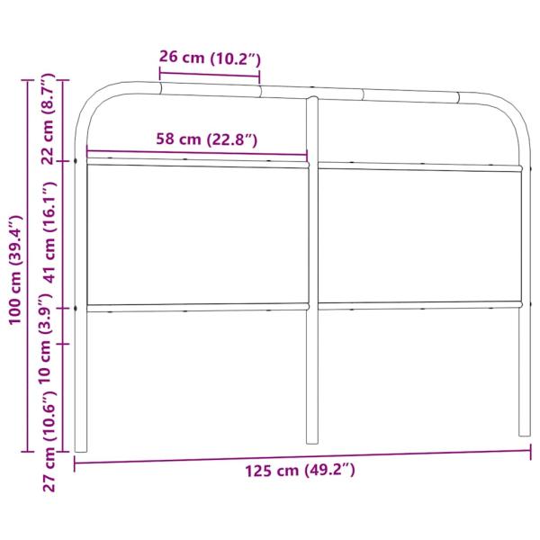 Kopfteil Räuchereiche 120 cm Stahl und Holzwerkstoff