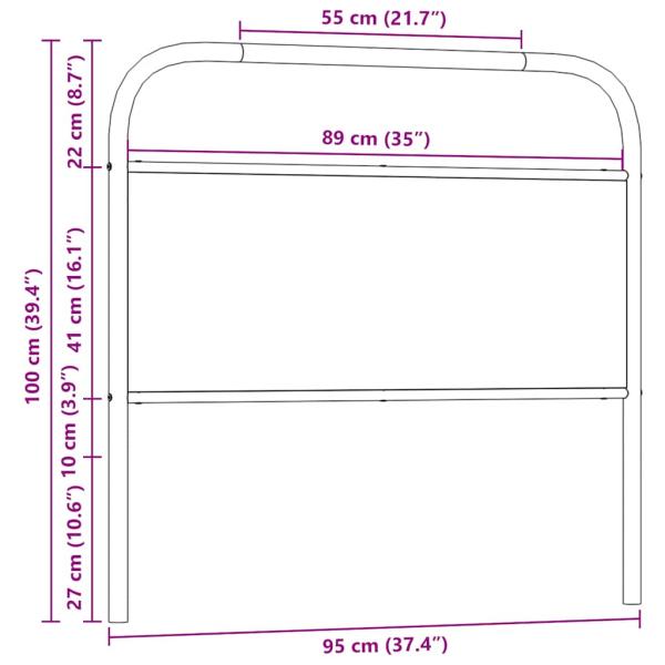 Kopfteil Räuchereiche 90 cm Stahl und Holzwerkstoff