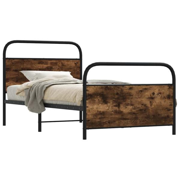 ARDEBO.de - Bettgestell ohne Matratze 107x203 cm Räuchereiche Holzwerkstoff