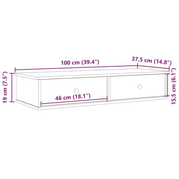 Wandregal mit Schubladen Altholz-Optik 100x37,5x19 cm