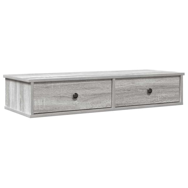 ARDEBO.de - Wandregal mit Schubladen Grau Sonoma 100x37,5x19 cm