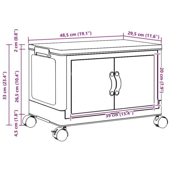Aufbewahrungsbox mit Rädern Stapelbar 28 L 48x29,5x33 cm