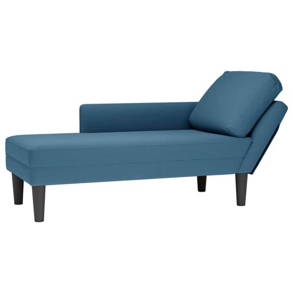 ARDEBO.de - Chaiselongue mit Kissen und Rechter Armlehne Blau Samt