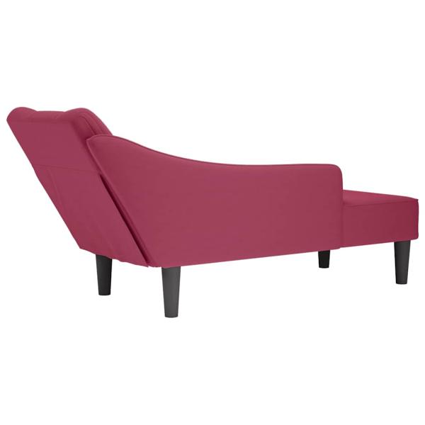 Chaiselongue mit Rechter Armlehne Weinrot Samt