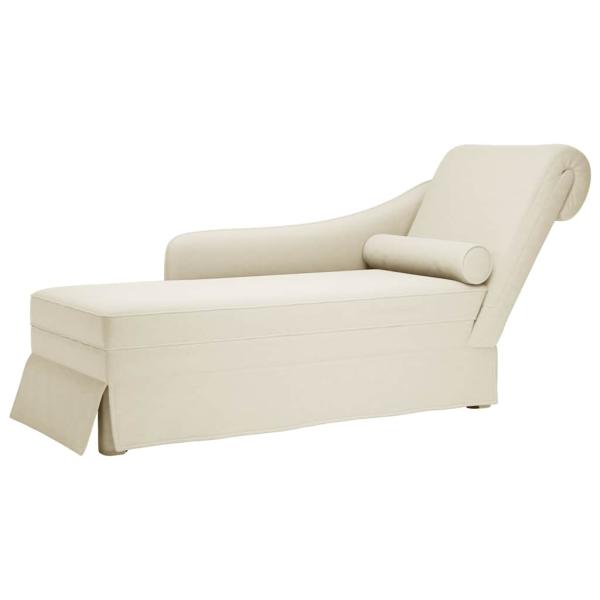 ARDEBO.de - Chaiselongue mit Nackenrolle und Rechter Armlehne Creme Samt