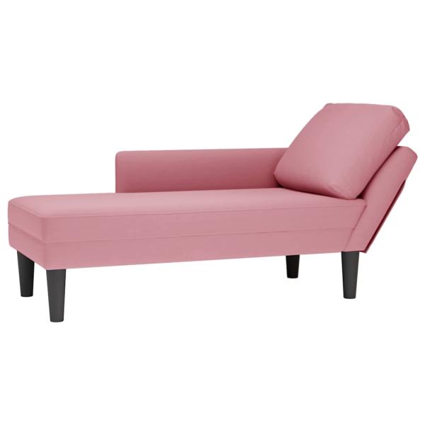 ARDEBO.de - Chaiselongue mit Kissen und Rechter Armlehne Rosa Samt