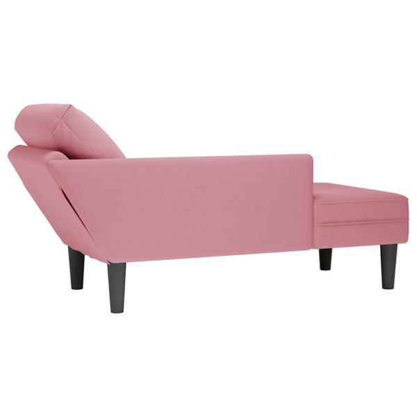 Chaiselongue mit Kissen und Rechter Armlehne Rosa Samt