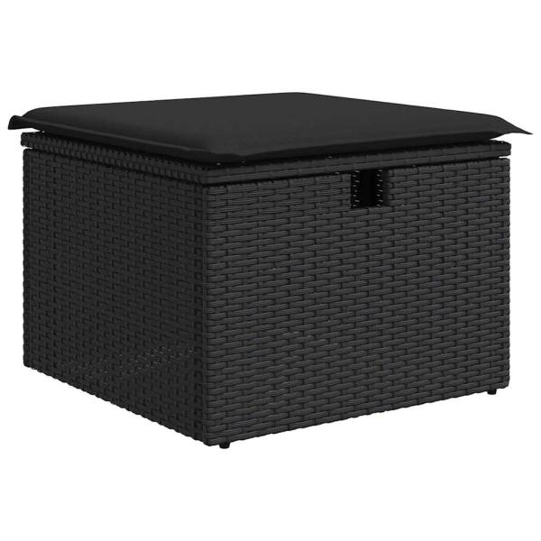 ARDEBO.de - 9-tlg. Garten-Sofagarnitur mit Kissen Schwarz Poly Rattan