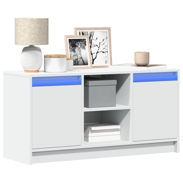 ARDEBO.de - TV-Schrank mit LED-Beleuchtung Weiß 100x34x50 cm Holzwerkstoff