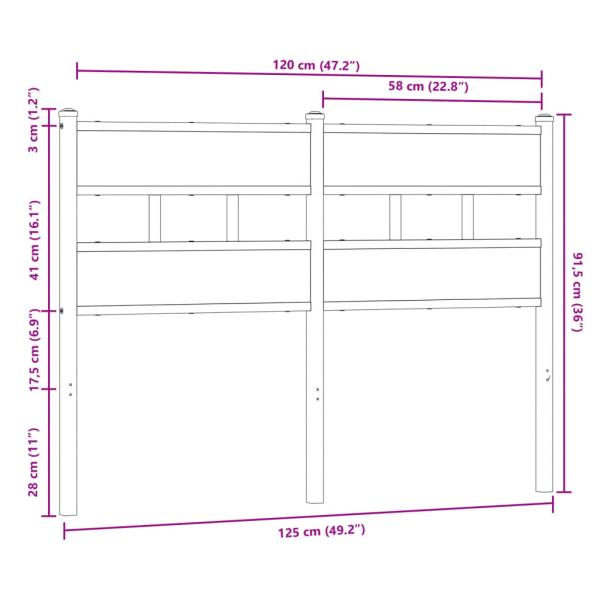 Kopfteil Braun Eichen-Optik 120 cm Stahl und Holzwerkstoff