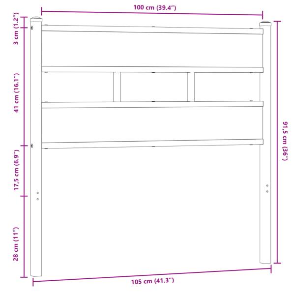 Kopfteil Braun Eichen-Optik 100 cm Stahl und Holzwerkstoff