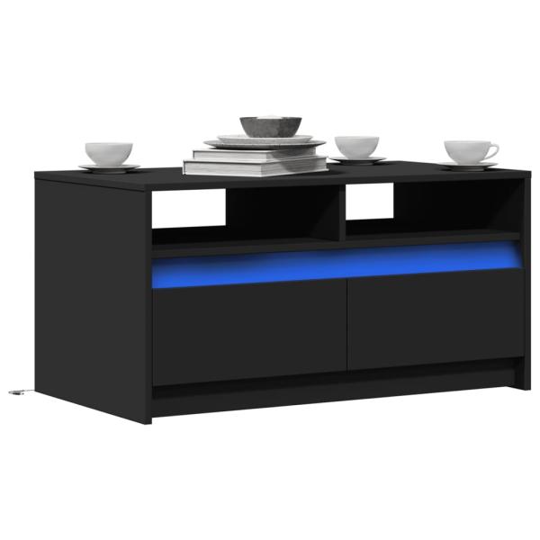 ARDEBO.de - LED-Couchtisch Schwarz Holzwerkstoff