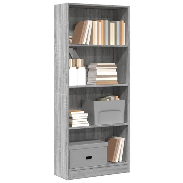 ARDEBO.de - Bücherregal Grau Sonoma 60x24x143 cm Holzwerkstoff