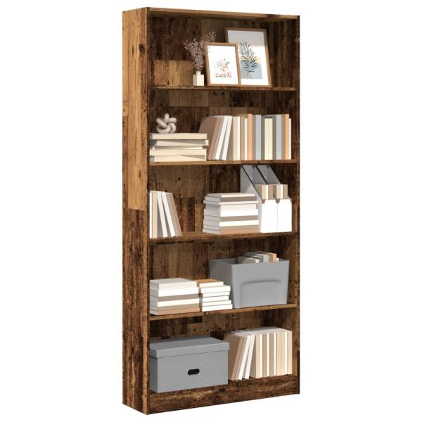 ARDEBO.de - Bücherregal Altholz-Optik 80x24x176 cm Holzwerkstoff