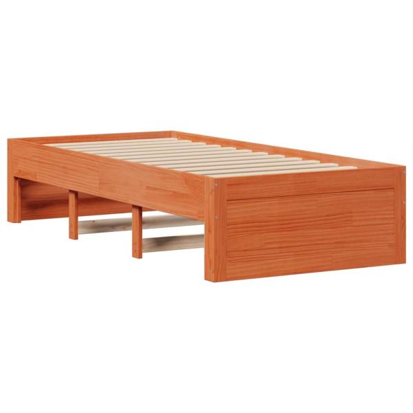 Massivholzbett ohne Matratze mit Schubladen Braun 90x190 cm