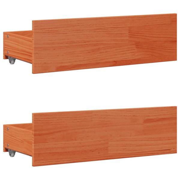 Massivholzbett ohne Matratze mit Schubladen Braun 90x190 cm