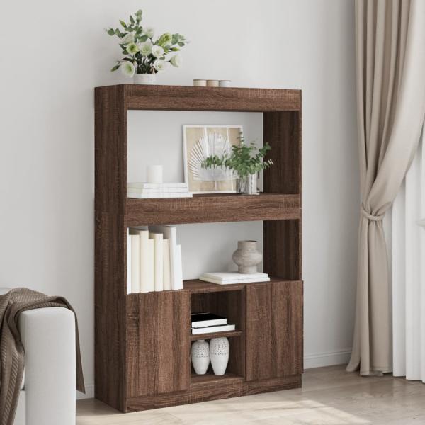 ARDEBO.de - Highboard Braun Eichen-Optik 92x33x140 cm Holzwerkstoff