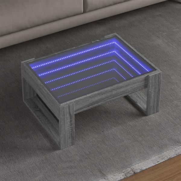 ARDEBO.de - Couchtisch mit Infinity-LED Grau Sonoma 70x53x30 cm