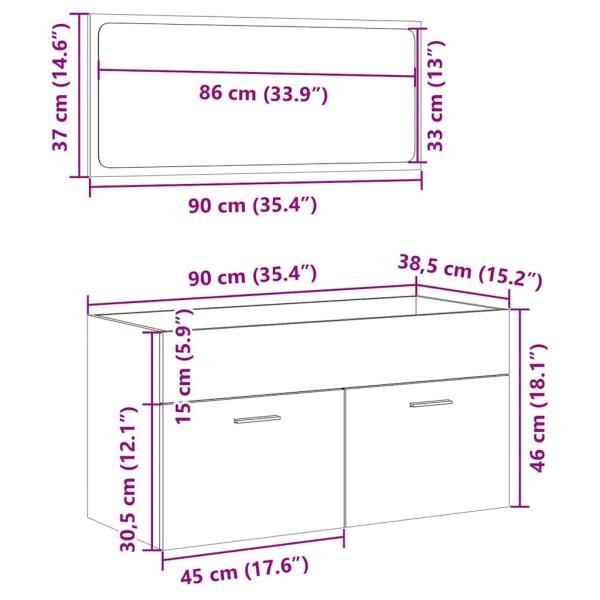 ARDEBO.de - 2-tlg. Badmöbel-Set Sonoma-Eiche Holzwerkstoff
