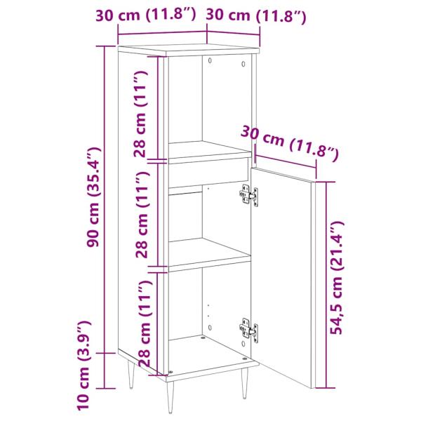 Badschrank Sonoma-Eiche 30x30x100 cm Holzwerkstoff