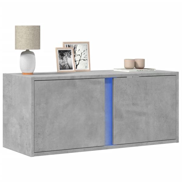 ARDEBO.de - TV-Wandschrank mit LED-Beleuchtung Betongrau 80x31x35 cm