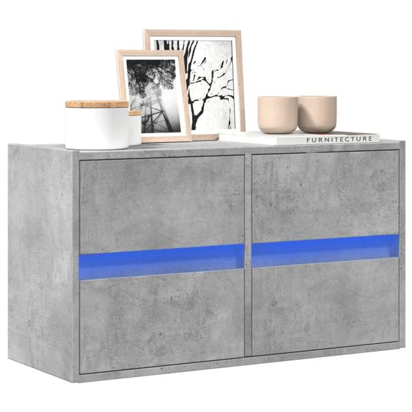 ARDEBO.de - TV-Wandschrank mit LED-Beleuchtung Betongrau 80x31x45 cm