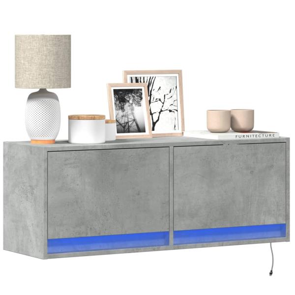 ARDEBO.de - TV-Wandschrank mit LED-Beleuchtung Betongrau 100x31x35 cm