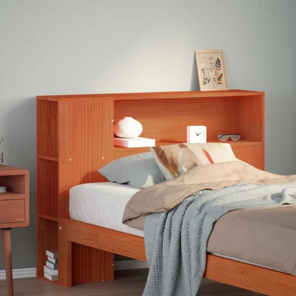 ARDEBO.de - Kopfteil mit Stauraum Wachsbraun 75 cm Massivholz Kiefer