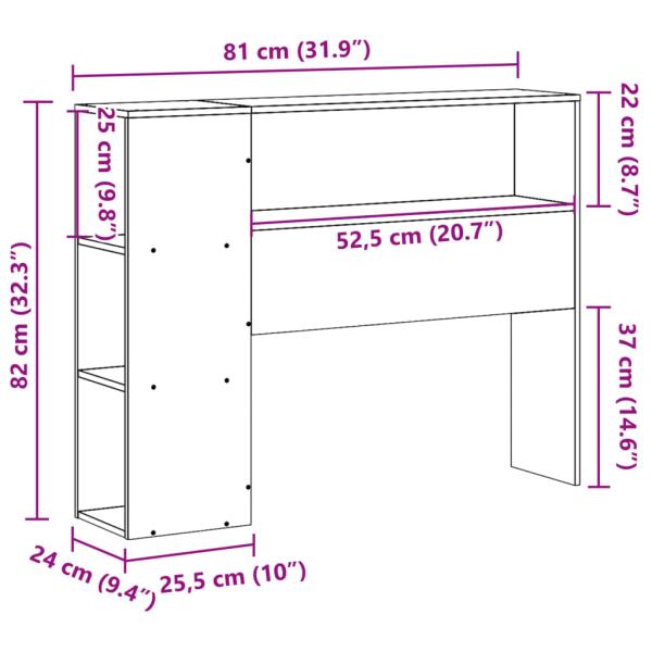 Kopfteil mit Stauraum Wachsbraun 75 cm Massivholz Kiefer