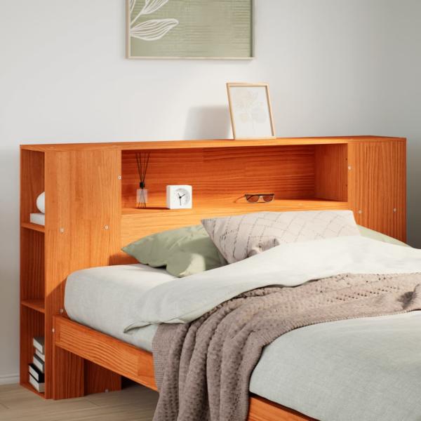 ARDEBO.de - Kopfteil mit Stauraum Wachsbraun 160 cm Massivholz Kiefer