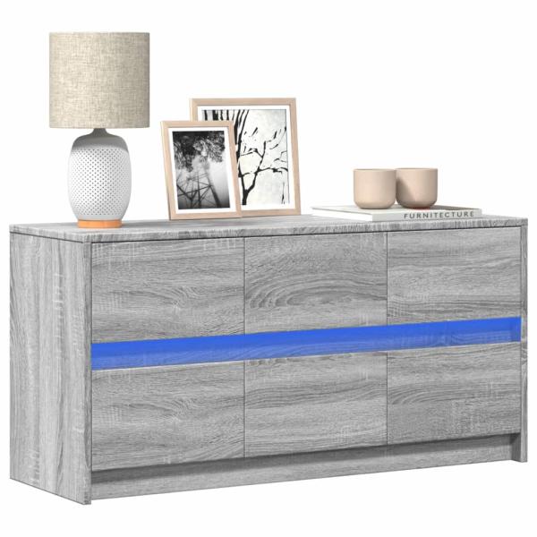 ARDEBO.de - TV-Schrank mit LED-Beleuchtung Grau Sonoma 100x34x50 cm
