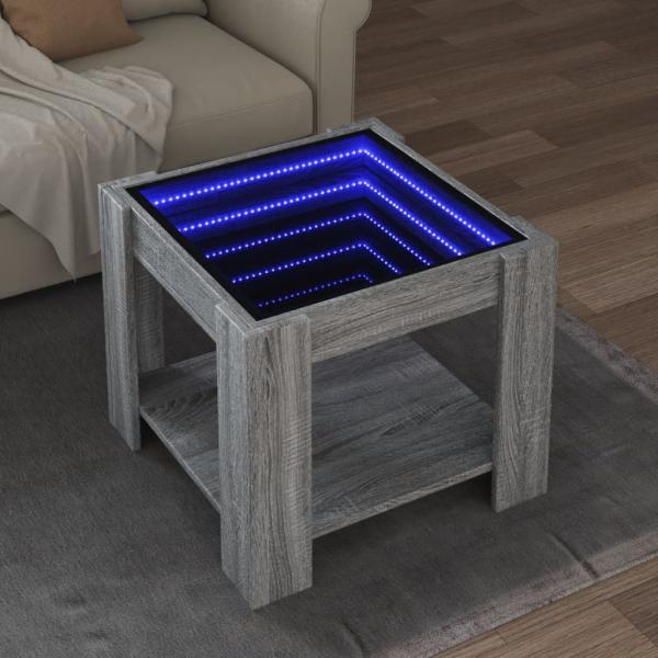 ARDEBO.de - LED-Couchtisch Grau Sonoma 53x53x45 cm Holzwerkstoff