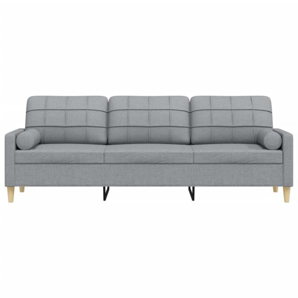 Sofa 3-Sitzer mit Zierkissen Hellgrau 210 cm Stoff