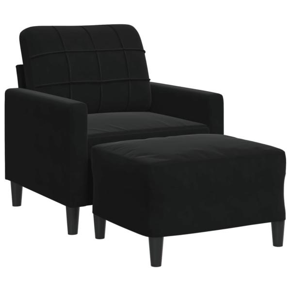 Sessel mit Hocker Schwarz 60 cm Samt