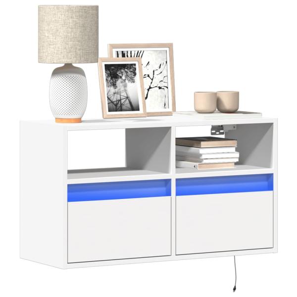 ARDEBO.de - TV-Wandschrank mit LED-Beleuchtung Weiß 80x31x45 cm