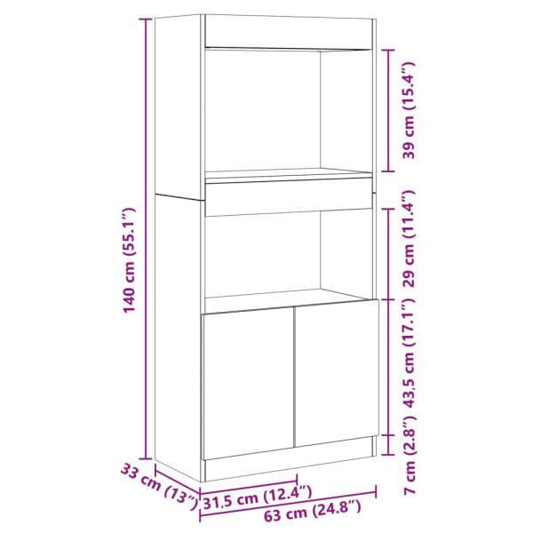 Highboard Sonoma-Eiche 63x33x140 cm Holzwerkstoff