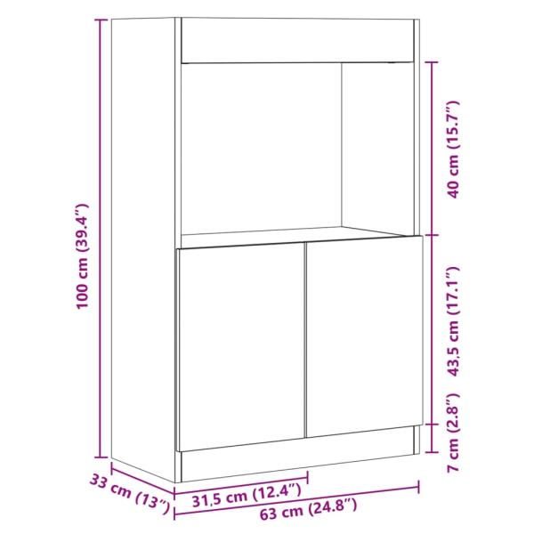 Highboard Sonoma-Eiche 63x33x100 cm Holzwerkstoff