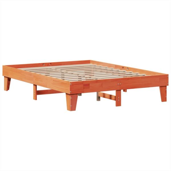 Massivholzbett ohne Matratze Wachsbraun 150x200 cm Kiefernholz