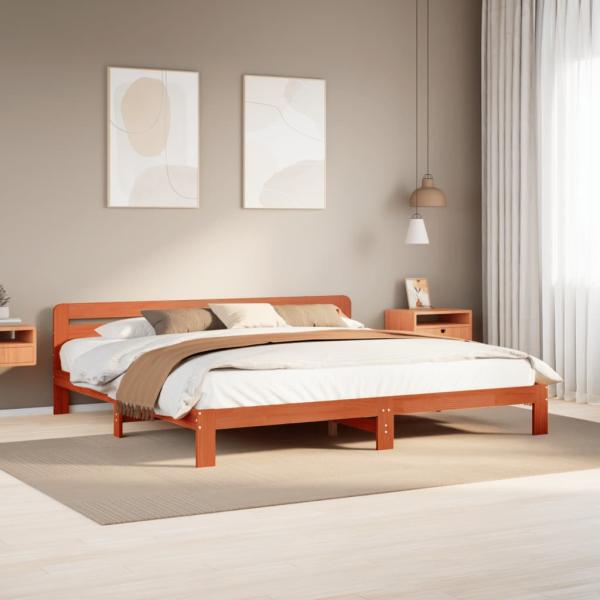 ARDEBO.de - Massivholzbett ohne Matratze Wachsbraun 180x200 Kiefernholz