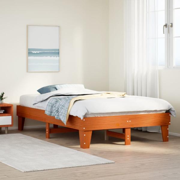 ARDEBO.de - Massivholzbett ohne Matratze Wachsbraun 120x190 cm Kiefernholz