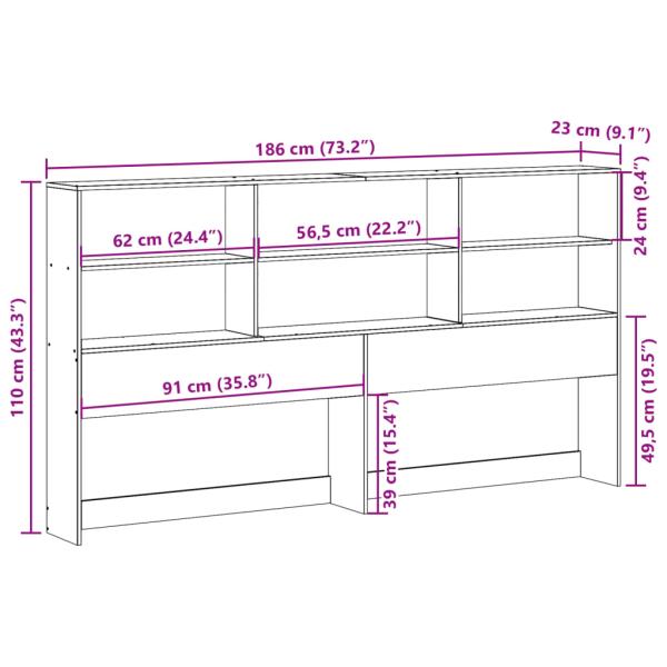 Kopfteil mit Stauraum Wachsbraun 180 cm Massivholz Kiefer